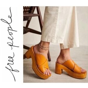 Free People Kora Platform Clogs Leather Sweetheart Sunrise size 38